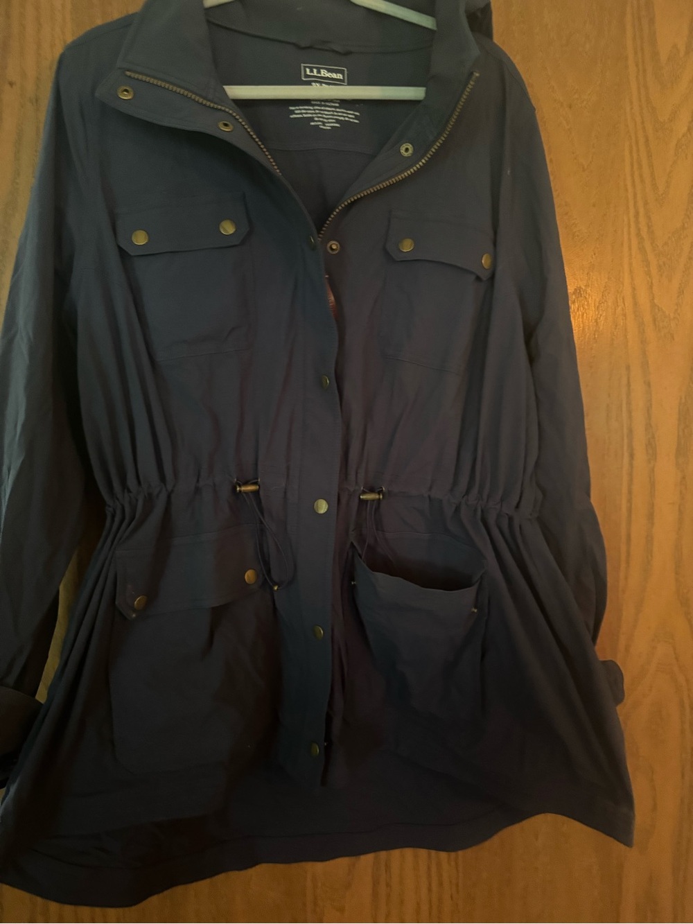L.L. Bean Navy Utility Anorak with Drawstring Waist